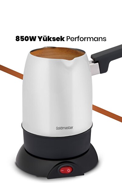 GOLDMASTER Köpük Inci Beyazı Çift Ağızlı Paslanmaz Çelik Elektrikli Cezve