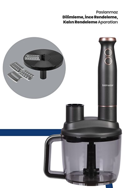 GOLDMASTER Bestrobot Antrasit 1500 Watt 5 In 1 Mutfak Robotu Multi Blender Seti