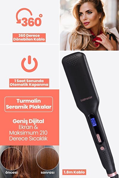 GOLDMASTER Gliss Digital Display Ceramic Wide Plate 360 Degree Rotatable Cable Ionic Hair Straightener