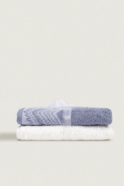 İrya Leron 100% Cotton 2-Piece Towel Set White / Blue 50x90