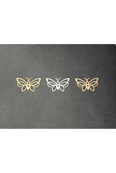 demdekor Dekoratif Gümüş Yapışkanlı Aynalı Pleksi Mobilya Dolap Süsü Kelebek(...