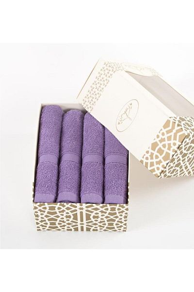 İrya Violet 100% Cotton 4-Piece Hand Towel Set Purple 30x50