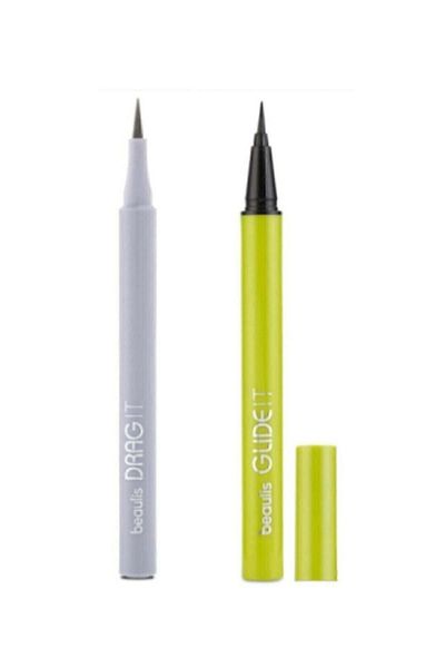 beaulis Drag It Inkpen Felt Tip Eyeliner + Glide It Brush Tip Eyeliner 100 Black
