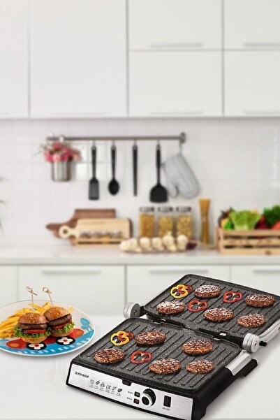 GOLDMASTER Tostmix Mor Paslanmaz Çelik 2000 Watt Granit Çıkarılabilir Plakalı Tost Ve Izgara Makinesi