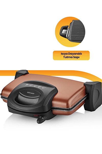 GOLDMASTER Lezzito Gold 1750 Watt Granit Çıkarılabilir Plakalı 5 Kademe Isı Ayarlı Tost ve Izgara Makinesi