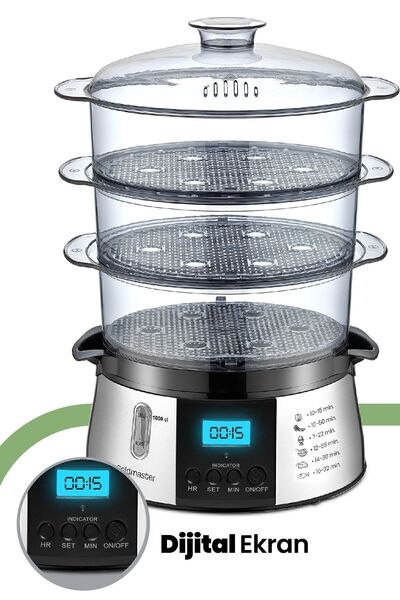 GOLDMASTER Cookfit Dijital Ekranlı 120 Dakika Zaman Ayarlı 10 Litre Dijital Buharlı Pişirici