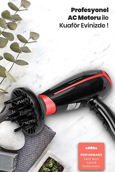 GOLDMASTER Tayfun 2400 Watt Ac Motorlu Hız Ve Isı Ayarlı Profesyonel Difüzörlü Saç Kurutma Fön Makinesi