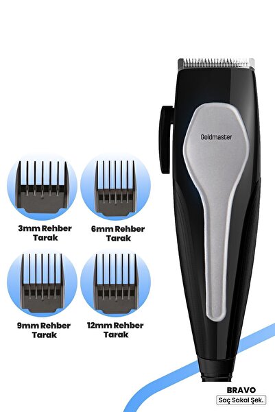 GOLDMASTER Bravo Güçlü Performans Paslanmaz Çelik Sessiz Saç Sakal Kesme Makinesi Gm7149