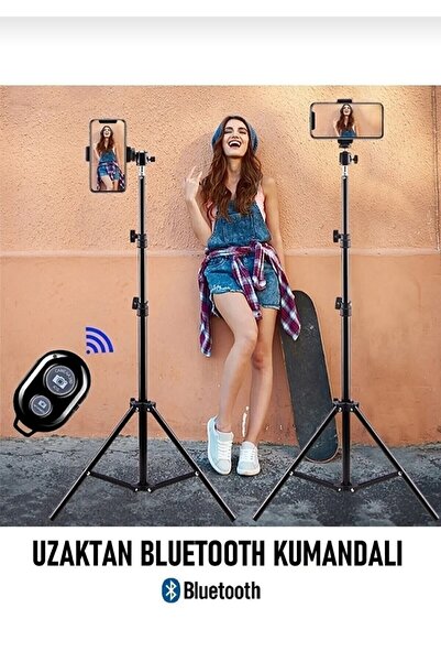 LESGO Bluetooth Kumandalı Tripod 2.1 Metre Metal Ring Lıght Lamba Ayağı 360 D...