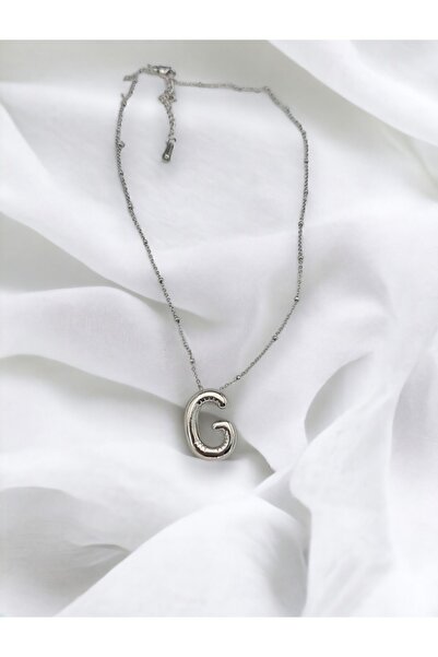 Novas Silver Balon G Harf Kolye 316 L Çelik Paslanmaz