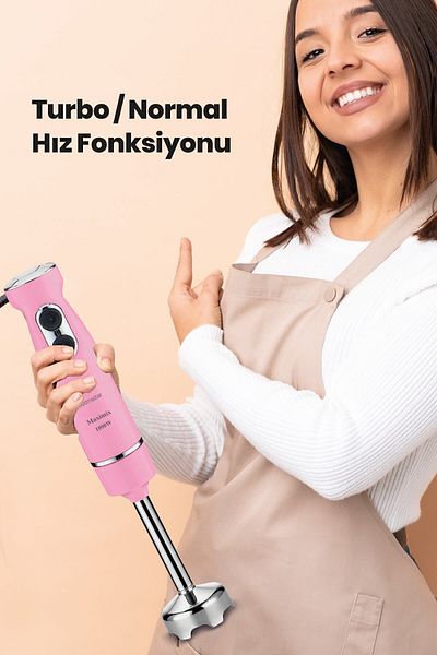 GOLDMASTER Maximix Pink 1000 Watt 4 Blades Stainless Steel Turbo Speed Adjustable Hand Blender