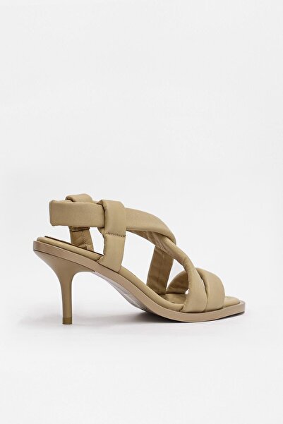 NILUFARR Ellis Cream Genuine Leather Heeled Sandals