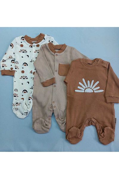 Necix's Corded Fabric Baby Boy 3-Piece Jumpsuit with Snap Closure