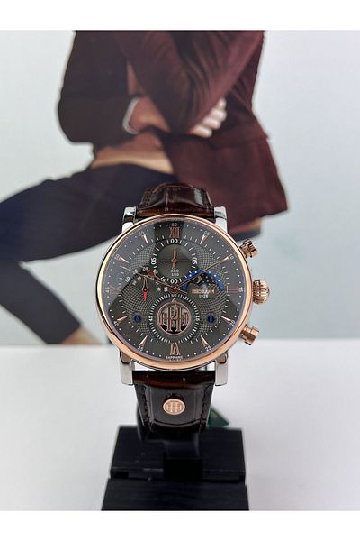 Hislon Men's Classic Leather Strap Wristwatch - 5 ATM Waterproof