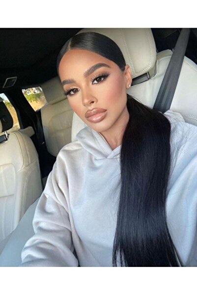 AKOLİFE Coada de cal neagră, dreaptă, cu fixare rapidă - poate fi aplicată cu clești de păr