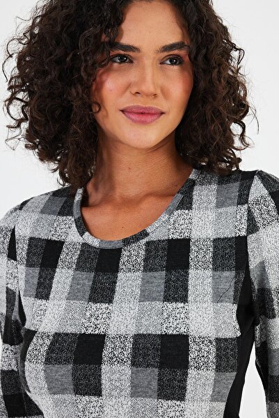 Penyelux Women's Comfort Fit Wide Fit Hijab Crew Neck Knitwear Tunic Gray