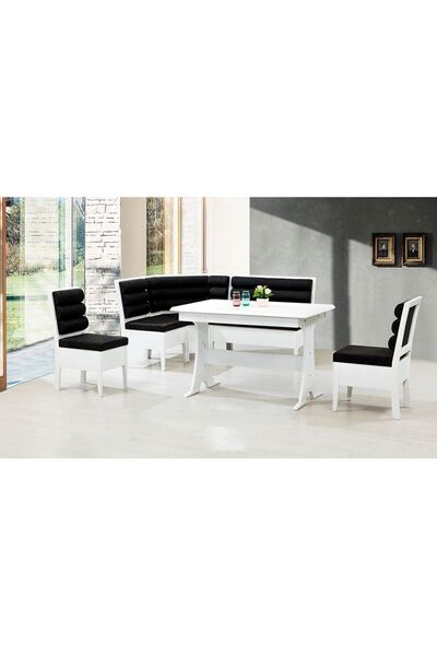 CaddeYıldız Bombeli Mutfak Köşe Takımı - Beyaz