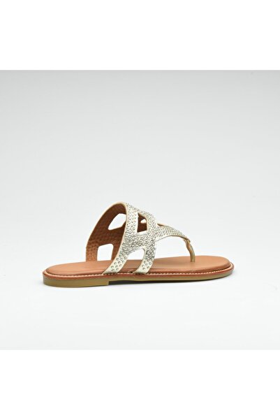 NILUFARR Nore Золоті жіночі тапочки з натуральної шкіри