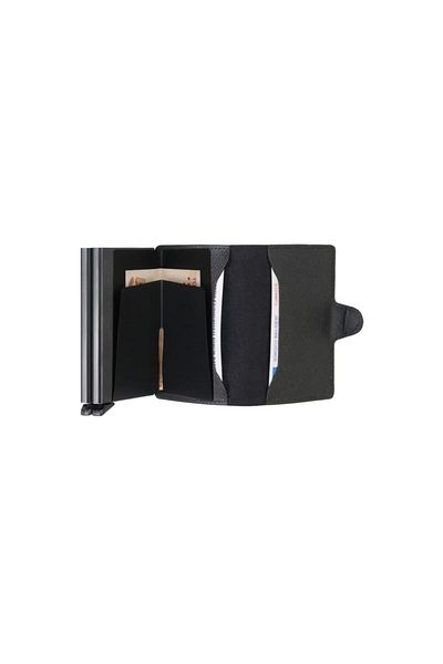 WalSmart Twin Safiano Smart Mechanism Leather Wallet-Black