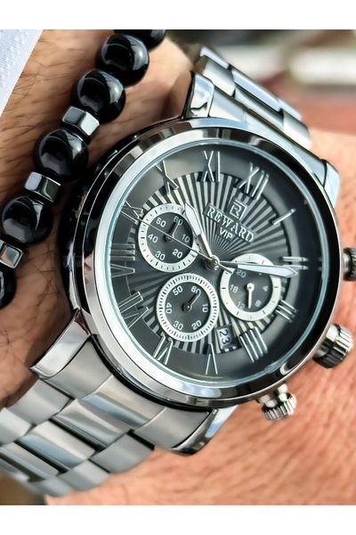 Reward Smoke Color, Steel Cord, Functions Activated, Special Lock System, Men's Wristwatch Bracelet Rosary