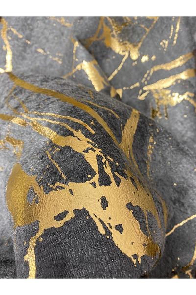 FavoriTeks Sofa Sofa Bed Cover Yenimoda Gold Leaf Decorative Anthracite Sponge Sofa Cover