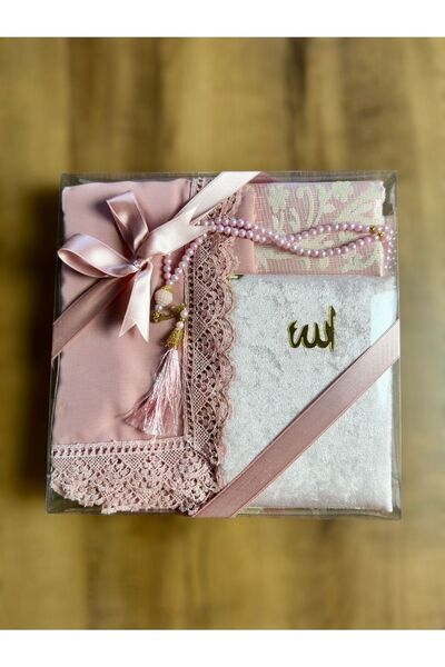 SOLAKLARGROUP 4'lü Gelin Bohçası Seti Iğne Oyalı Namaz Örtüsü,Pamuk Seccade,Y...