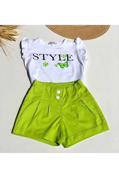Dijitex Girl's Butterfly Patterned Shorts Set - (Girls New Season Shorts Set)