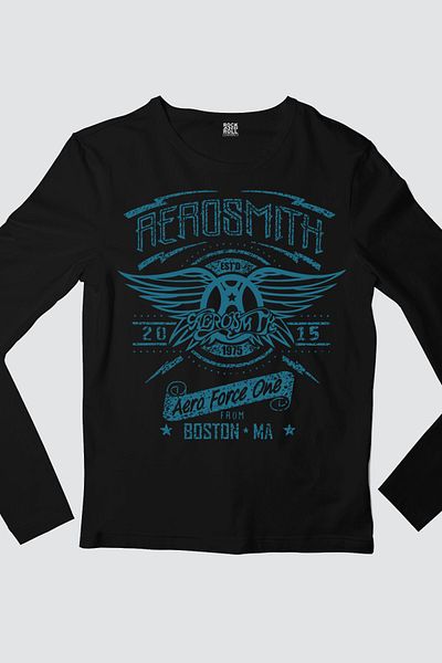 ROCKANDROLL Tricou pentru femei Aerosmith, negru, cu mânecă lungă, din bumbac pieptănat