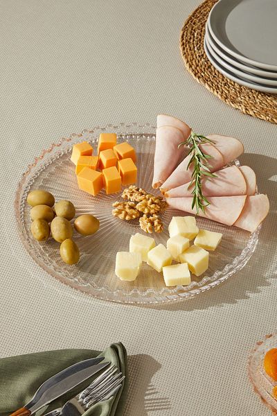 Glamis Selen Concept Round Large Size Drop Model Handmade Glass Presentation and Serving Plate