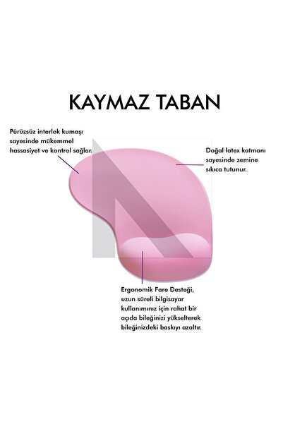 Active Team MP01 - Pembe Elips Bilek Destekli Mouse Pad | Konforlu, Kaymaz Taban, Ergonomik, Yumuşak, Ev,Ofis
