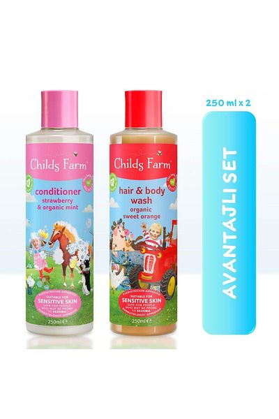 Childs Farm Advantageous Pack of 2 - Sweet Orange Extract Children's Shampoo and Conditioner (250ml)