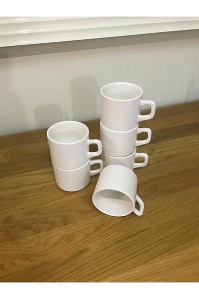 Keramika 8 Cm Stackable Teacup 6 Pieces White