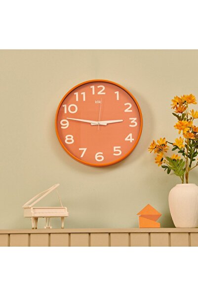 Klik Dekoratif Duvar Saati - Turuncu - 38 cm