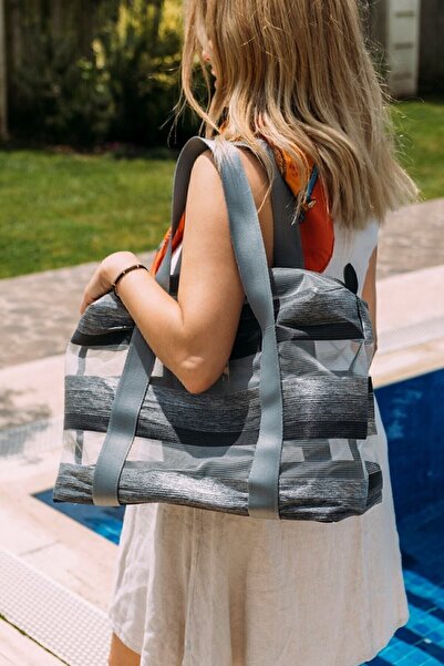 Arma House Сумка для хлопчиків Сіра смугаста прозора пляжна сумка розміру XL