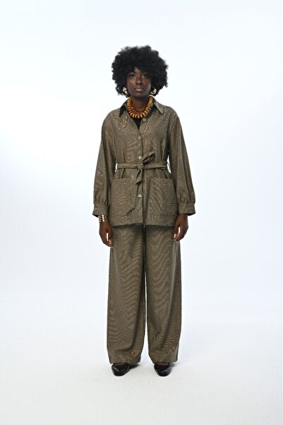 Orfeo Negro Women's - Double Pocket and Belted Glitter Shirt