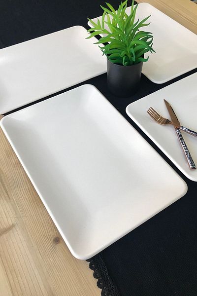 GULHANILE Square Matte Cream 6 Pieces 31 X 21 Cm Breakfast Serving