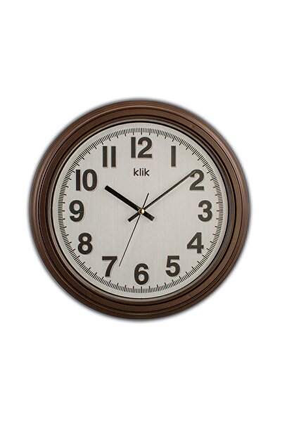 Klik أوريس - ساعة حائط دائرية بإطار بني