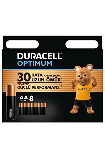 Duracell Optimum AA Alkalin Kalem Pil (8’li paket) 1,5V, LR6 MX1500