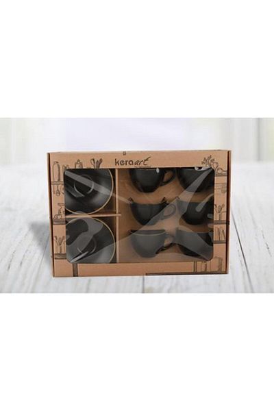 Keramika 12 Piece Metallic Gold Black Tea Set for 6 People