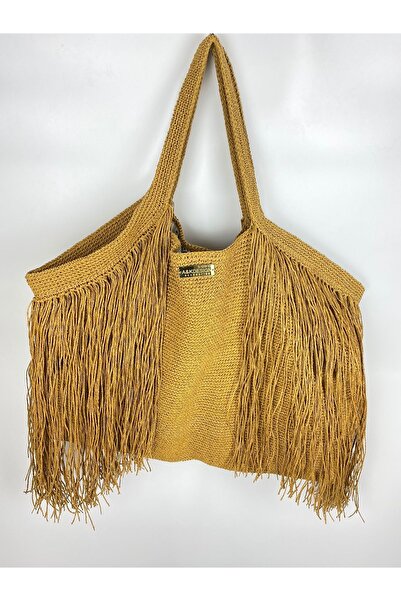 By Aynur Kos Kağıt İpten Astarlı Büyük Boy Plaj Çantası