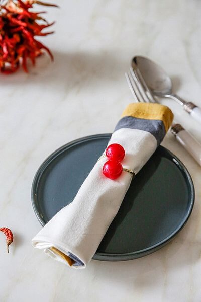 Arma House Set of 6 Pink Lollipop Napkin Rings with Gold Ring