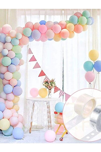 BALON HOME 50 Adet Makaron Karışık Balon + 5mt Balon Zinciri (1 ADET)