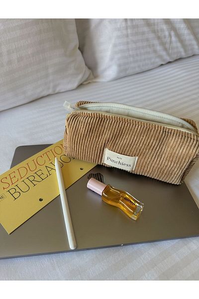 Punchiess Beige Velvet Pencil Case
