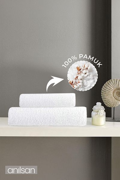 Anılsan Set of 2 100% Cotton Towels - Hand and Bath Towels 1 Piece