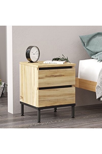 Yurudesign Luvio Komodin 2 Çekmece Metal Ayaklı Keçe-siyah Lv25-kl