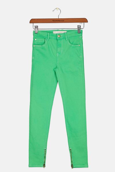 Guess Kids Girl Skinny Fit Stretchable Plain Jeans, Green
