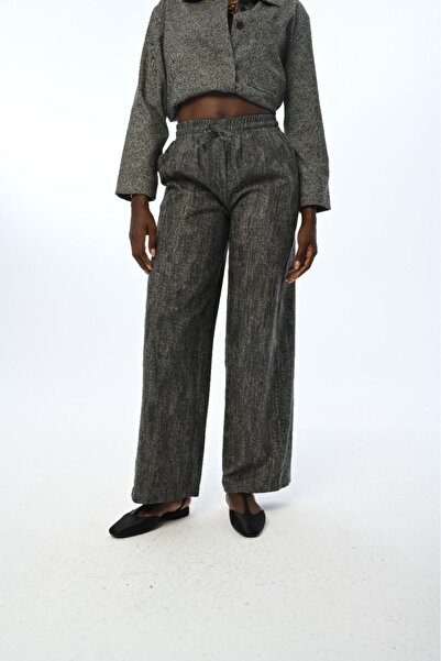 Orfeo Negro KADIN BELİ LASTİKLİ BOL PAÇA DÜZ SİYAH RENK  PANTOLON