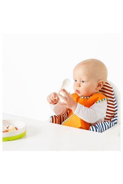 IKEA 2 Pack Food Spoon, White-Green Baby Food Spoon 2 Pack 13-16 cm