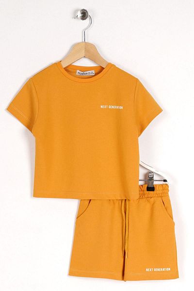 zepkids Crew Neck Short Sleeve Mustard Color Boy's Suit