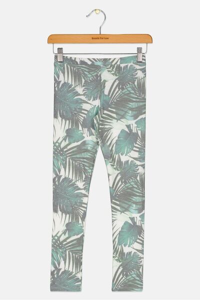 Chaser Kids Girl Allover Print Pull On Pants, Green Combo